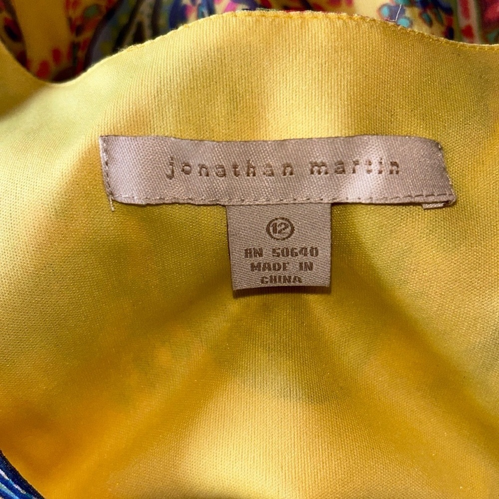 Vtg Jonathan Martin NWT Yellow Lavender Paisley Sleeveless Silk Cocktail Dress L - Picture 4 of 16